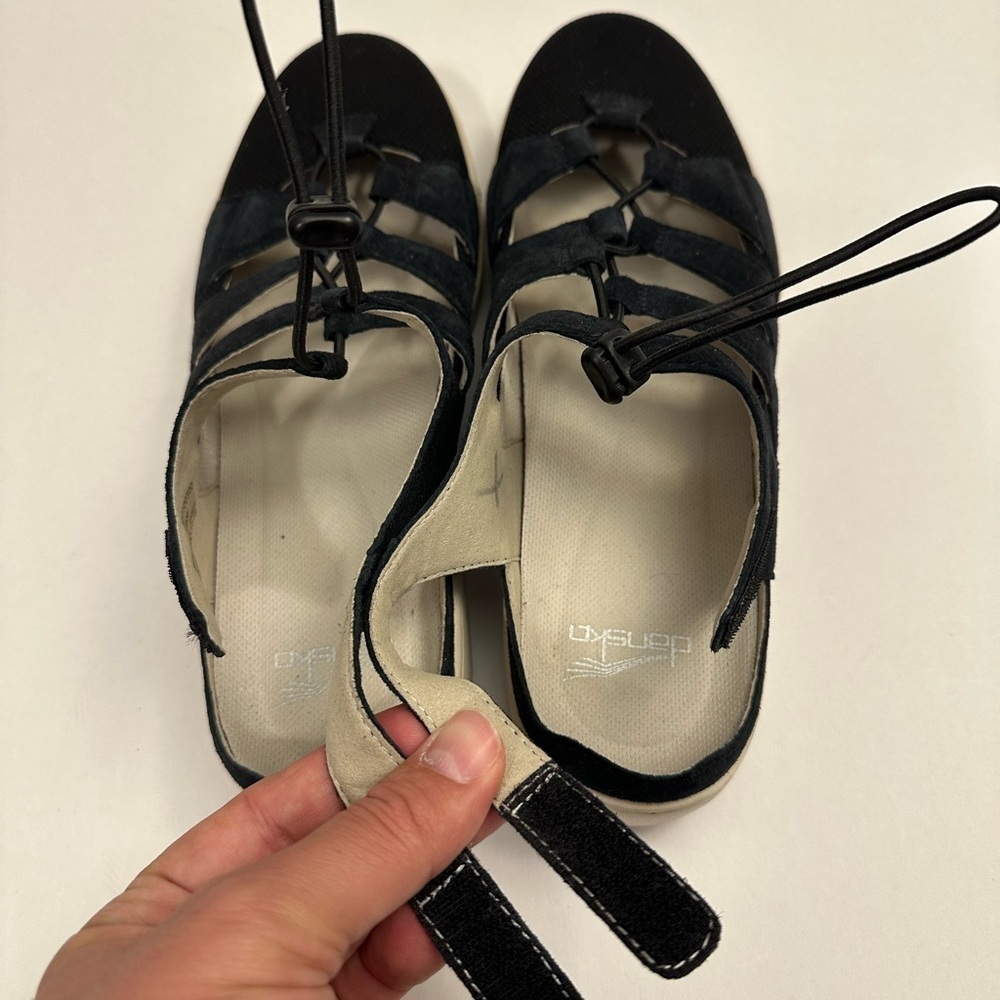 Dansko Women's Riona Black Suede Ghillie Sandal - Picture 14 of 16
